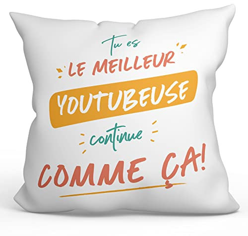Mugffins Cojín 40x40 cm para YOUTUBERIN Hombre Relleno Incluído - En Französisch - Tu es le Meilleur Continue Comme ça! - 11 oz / 330 ml - Regalo original y divertido