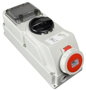 Garo 16 amp Switched Interlock 5 Pin Socket with din Rail for RCD, 380-415V IP67 3P+N+E Waterproof Red Single Phase Interlocked Connector 16A