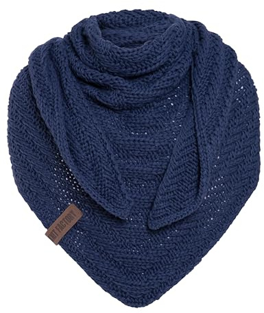 KNIT FACTORY - Sally Dreiecksschal - 220x85 cm | Damen Strickschal mit Wolle - Grob gestrickten Dreieckstuch - Winterschal - Damen Schal für den Winter - XXL Schal