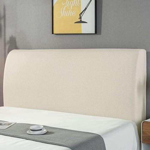 HAMON Kopfteil Schonbezug Protektor Kopfteilbezug Einfarbiges Design Bettkopfteil Hussen Bett Kopfteil Bezug Dehnbar Waschbar Abnehmbar Einfarbig für Schlafzimmer (Weiß, 180 cm)