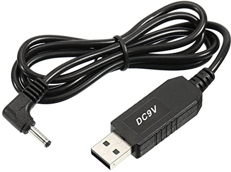 YOKIVE DC 5V à DC 9V USB Intensifiez Tension Convertisseur, Alimentation Câble avec DC Coude Jack 3.5mm x 1.35mm, pour Routeurs, Voiture Conduite Enregistreur (Noir, 6W 1A)