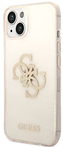 Guess 4G Glitter Big Logo Hard Cover for iPhone 14 Plus Transparent Gold