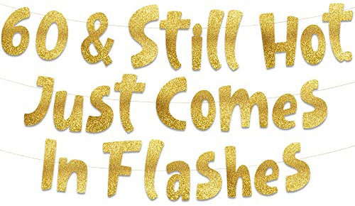60th Birthday Gold Glitter Banner - Happy 60th Birthday Party Decorations