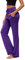 Pantalon de Yoga pour Femme, avec Poches, Jambes Larges et Cordon de Serrage, Ample, pour Course, entraînement, Loisirs Actifs, Bas de Jogging, Violet foncé, S