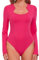 EVELIFE Body Femme Sexy à Manches Longues Col V Justaucorps Haut Doux Body Suit Chemise (Rose,L)