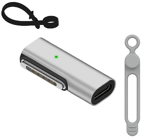 korllo USB C to Magnetic 3 Side Bend Adapter for MacBook Pro Air, Silver, 140w, Right Angle Converter, Type-C to Mag 3 Adapter 90 Degree