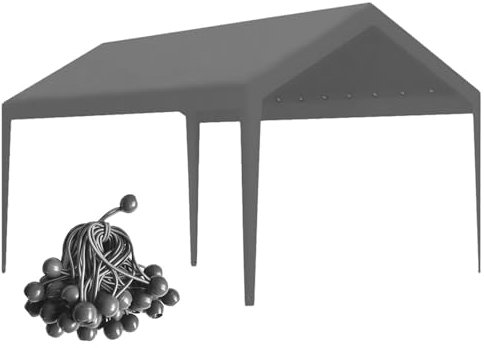 Carport Auvent de rechange pour cadre d'auto de 3 x 6 m, tissu polyéthylène 180 g, bâche imperméable et résistante aux UV avec élastiques à boule, blanc (3 x 6 m, gris)