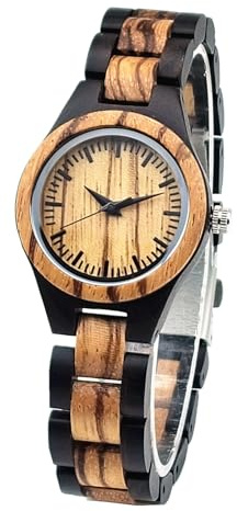 MISHIKG Men's Wooden Watch Lightweight Analog Handmade Quartz Wood Wrist Watches Case Diameter 45MM