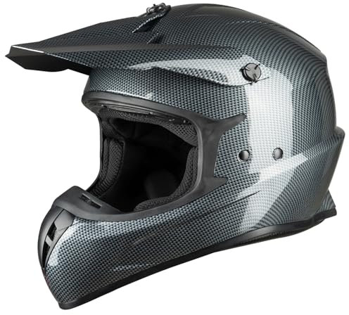 Favoto Motocrosshelm Fullface Erwachsene Carbon - Downhill Cross Helm ECE 22.06 Zertifiziert für Motorrad Moped ATV UTV MTB Kohlefaser Größe M 57-58cm (Ohne Visier)