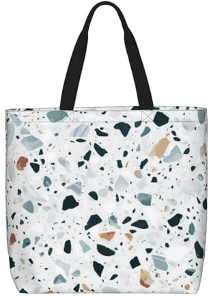 OPSREY Borsa per la spesa riutilizzabile di grande capacità con stampa di pinguini giovani con neve borsa a tracolla tote borsa portaoggetti, Terrazzo Bianco, Taglia unica