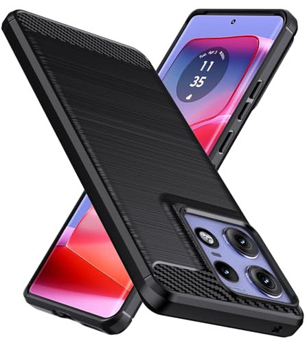 Natbok Coque pour Motorola Edge 50 Pro - Premium TPU Souple et Fibre de Carbone, Housse Antichoc, Anti-Rayures, Anti-Dérapante - Etui de Protection Noir
