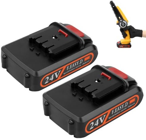 flintronic Mini Kettensäge Akku, Akku Kettensäge 24V, Einhand Kettensäge Akku, Elektrische Kettensäge Akku, Holz Baumsäge Wiederaufladbar für Garten, Holz, Baum (2 Stück)