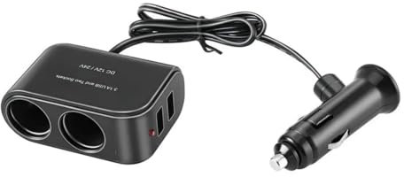 Car Charger Adapter with 2 USB Socket, 12V/24V Cigarette Lighter USB Charger - Extension, Double Adapter for Car Camera Dash Cam GPS