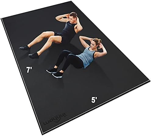 innhom Bodenschutzmatte Fitnessgeräte Fitness Sportmatte Fitnessmatte rutschfest, Hochstrapazierfähige Unterlegmatte Schutzmatte für Laufbänder (213 x 152 x 0,7cm Schwarz)