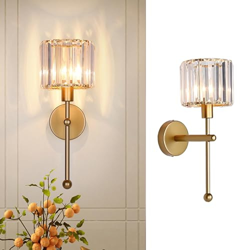 Tropibed Moderne Kristall Wandlampe, Wandleuchten für den Korridor, Nachttischleuchten für Schlafzimmer Wandleuchte Innen (Gold)
