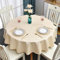 Romanstile Weihnachts Tischdecke rund 140 abwaschbar Wachstuchtischdecke beige 350GSM Plastik Table Cloth Tischtuch wasserdicht für Party,Silvester,Outdoor,Neujahr,Fest,Gartentisch,Couchtisch,Draußen
