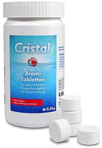 Cristal Bromtabletten 20g - Zuverlässige Wasserdesinfektion ohne Chlor - Langsam rückstandsfrei löslich - Geruchsarme Alternative zu Chlor (5 Stück)