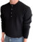 JUZILO Herren Halb Knopf Pullover Tops Herren Strick Henley T-Shirts Herbst Lässig Langarm Slim Fit Leichtgewicht Gerippt Kragen Pullover