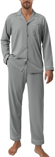DAVID ARCHY Men's Cotton Sleepwear Button-Down Pajamas Set
