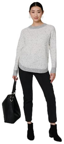 Izabel London Colour Block Long Sleeve Curve Hem Jumper for Women UK with a Boat Neck and a Thigh Length Hem. Grey