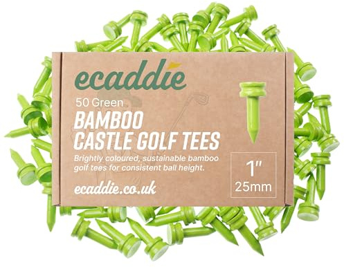 ECADDIE Bamboo Castle Graduated Golf Tees (Pack of 50) - Various Sizes & Colours