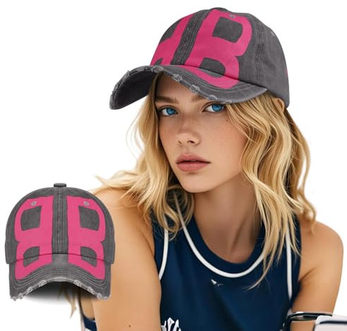AYPOW Classic Baseballkappe Baumwolle Damen, Mode Lässig Alphabet Vintage Washed Denim Baseball Cap Hut, Atmungsaktive Verstellbar Faltbar Basecap Sportmütze Outdoor Hüte Sonnenhut Baseballmütze