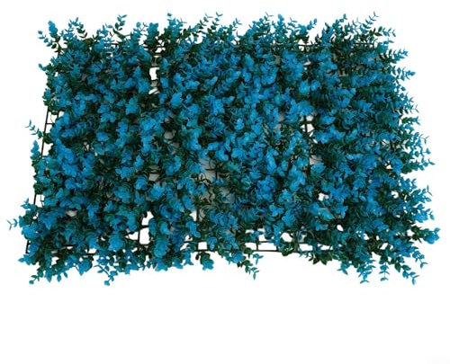 Niceminiwall Künstliche Matte, Rasen, Mauer, Hecke, 40 x 60 cm, PVC-Kunststoff, Blumenlaub, Dekoration für Zuhause, Hochzeit, Garten (blau)