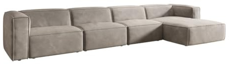 Designer Sofa Comfy L Maxi in Samt Beige Rechts