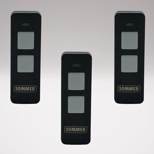 Sommer Pearl Twin - Telecomando Canale / Garage - 2 Canali - Frequenza 868 MHz - Codifica AES - Rif. S10019-0000 + 1 portachiavi DOMOBIP (nero e grigio, confezione da 3)