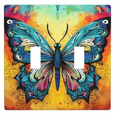 Placca decorativa da parete a 2 bande per interruttore della luce, dimensioni standard 11,4 x 11,4 cm, piastra a bilanciere singola, copertura per presa elettrica