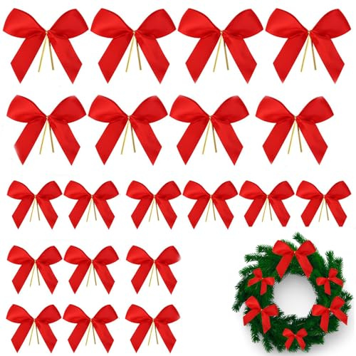 Zaewry 36pcs Red Bows Christmas Decorations, Christmas Bows for Tree, Red Bow for Christmas Tree Wreath Garland Craft Decorations