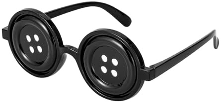 Generisch Blaulichtfilter Button Eyes Brillen Merchandise Halloween Kostümzubehör Zubehör Farbtherapie Brille (Black, One Size)