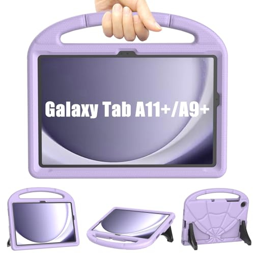 Kids Case for Samsung Galaxy Tab A9 Plus 11 inch 2023/Tab A11 Plus 11 inch 2025, Mansiruyi Shockproof Samsung A9+ Plus/A11+ Plus Tablet Case with Handle Stand for Galaxy A9Plus/A11Plus -Light Purple