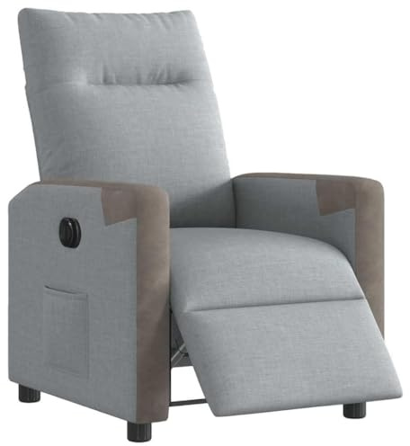 Electric Recliner Chair with Power Lift and Adjustable Footrest, Comfortable Fabric Lounge Chair for Living Room and Bedroom, Grey Modern Reclining Sofa with Side Pocket and Sturdy Max Load 110kg