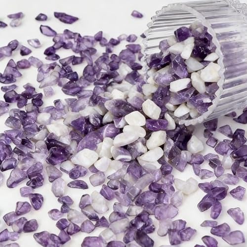 wuyukeji Edelstein Set,400G Trommelsteine kleine Edelsteine,Schmucksteine zur Dekoration für Aquarien, Blumentöpfe, Schmuckherstellung und Wohndekoration(Lila)