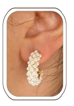 Perlen Ohrringe Damen, Elegante Perlenohrringe, Ohrstecker für Damen, Creolen mit Perlen, Hypoallergen Jewelry for Women, Schmuck Geschenke für Frauen Damen
