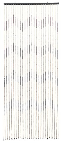 ZHDPYHDD Beaded Door Curtain 90x220cm, 31 Strands Wave Pattern Privacy Screen for Living Room Bedroom, Bamboo Wood Beads Curtain for Doorway Arch Porch, Home Decor Divider Brown Beige