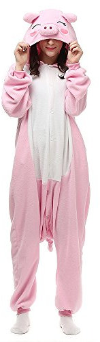 Adulte Unisexe Animal Costume Cosplay Combinaison Kigurumi Pyjamas Outfit Nuit Vêtements Rose Porc Onesie Halloween Costume Tenue,Rose,M