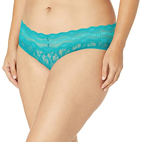 b.tempt'd Women's Lace Kiss Hipster Panty, Peacock Blue, Medium