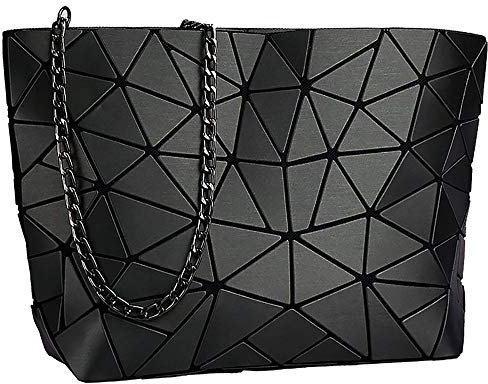 whatUneed Frauen Mode Geometrische Gitter Umhängetasche, PU-Leder Casual Cross-Body Messenger Bag für Mädchen