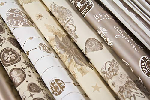 B&P Italien Sortiment 10 Blatt 70 x 100 cm für Geschenkverpackungen, Farbe Platin/Champagner, hochwertiges Papier aus Polypropylen
