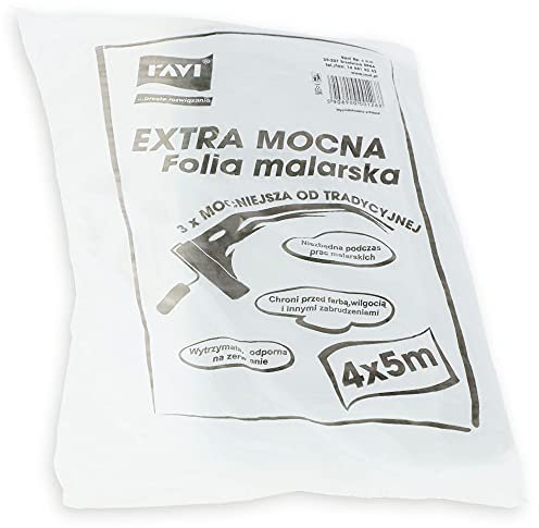RAVI Malerfolie, 4x5m, extra Starke Folie, Staubschutzfolie, Plastikplane, Schutz bei Renovierung, Umzug, Leichtplane, Abdeckplane, Allzweck-Folie, wasserdichte Allzweckplane, Baufolie,