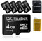 Cloudisk 5Pack 4GB Micro SD Karte 4 GB MicroSD Speicherkarte Class6 mit Kartenleser und SD Adapter, Bulk Sale