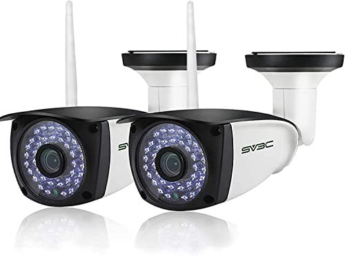 SV3C 2 Stück 5MP Überwachungskamera Aussen, Dualband WLAN Sicherheitskamera, Außen IP Kamera Unterstützt RTSP Browseransicht, Menschliche Erkennung, Onvif, IP66 wasserdicht, Micro SD Karte Speicher