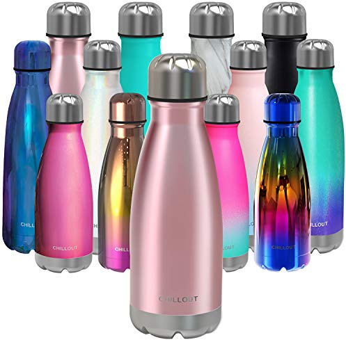 CHILLOUT LIFE Stainless Steel Water Bottle for Kids School: 12 oz Double Wall Insulated Cola Bottle Shape for Cold and Warm Drinks, BPA Free Metal Sports Bottle for Boys, Girls & Women