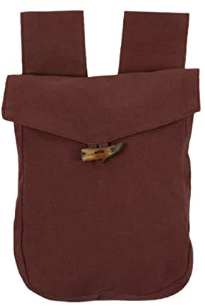 HEMAD Mittelalter-Tasche 100% Baumwolle Gürteltasche Knopf Modell: Widia, Braun