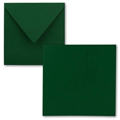 Quadratisches Einzelkarten-Set - 15 x 15 cm - mit Brief-Umschlägen - Dunkelgrün - 25 Stück - für Grußkarten & mehr - FarbenFroh by GUSTAV NEUSER