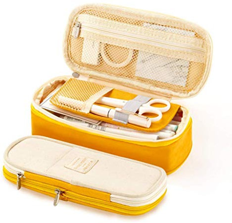 Estuche de lápices de gran capacidad Bolsa de maquillaje Bolsa de almacenamiento de lona Organizador Titular Suministros de oficina