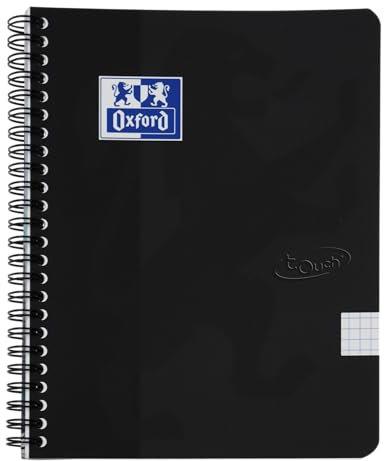 Oxford Touch Collegeblock A5 Kariert 5mm 140 Seiten Schwarz 5er Pack