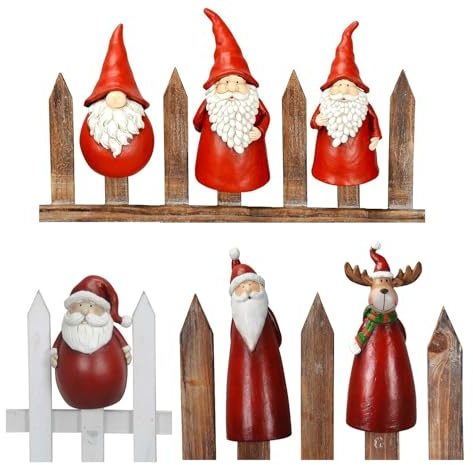 NETPROSHOP Zaunhocker Zaunfigur Nikolaus Weihnachtsmann und Co., H: 17-20cm versch Designs, Auswahl:Nikolaus Mütze Links